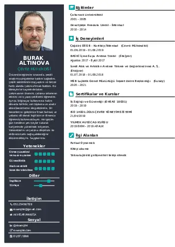 Çevre Mühendisi CV Örnekleri cv indir